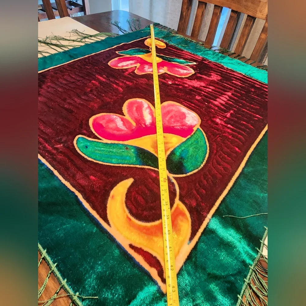 Vintage Velvet Piano Scarf Tablecloth Tapestry 35x32